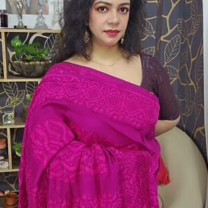ভেজিটেবল টাই ডাই প্রিন্ট সিল্ক শাড়ি